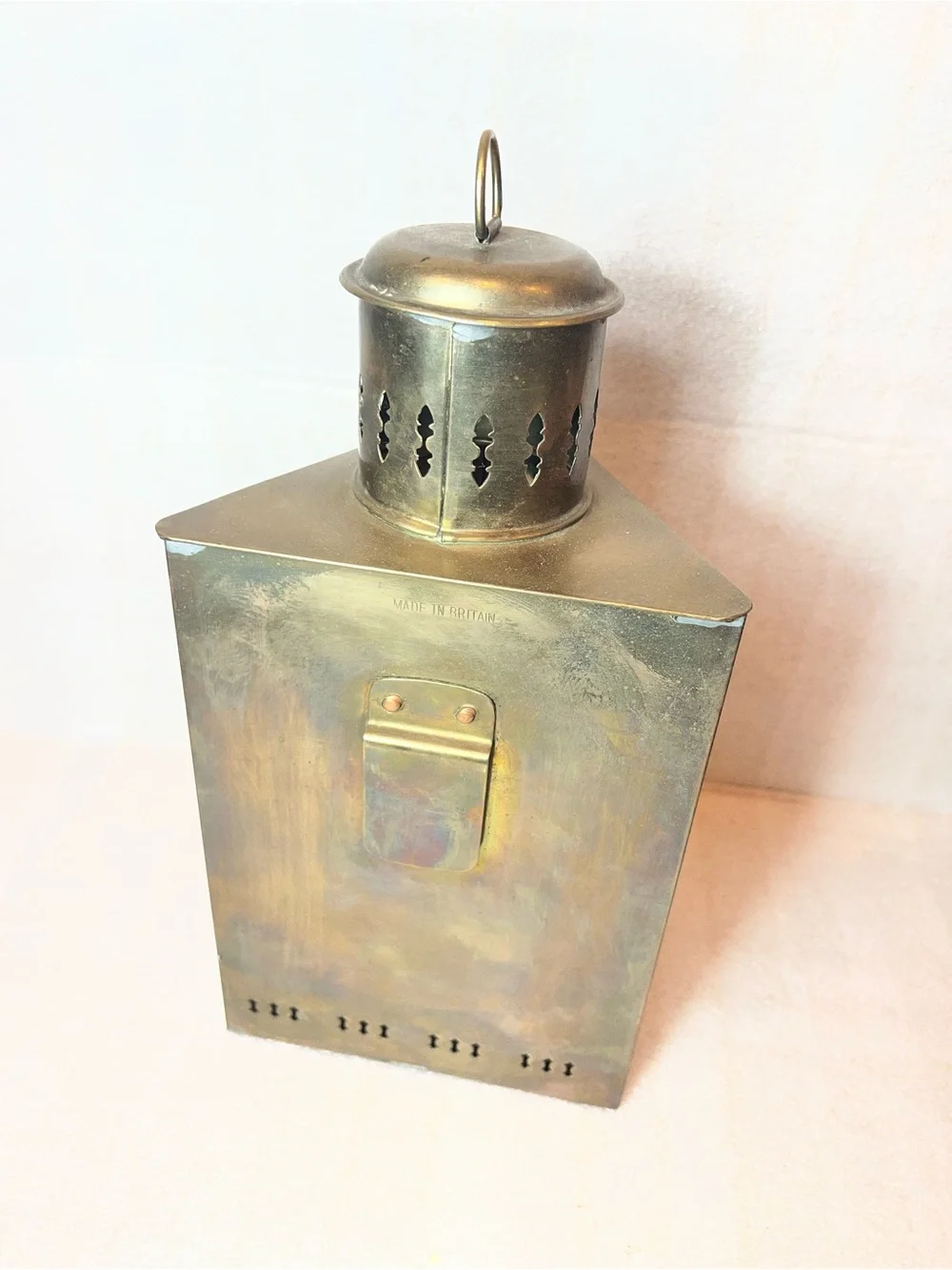 Vintage Brass Wedge Ships Lantern Made in Brittany